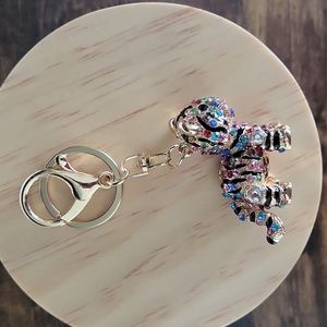 Multi color tiger with bling Keychain